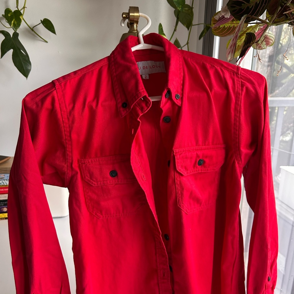 Peau De Loup Scarlet Button-Up. Gender neutral, non binary fit.